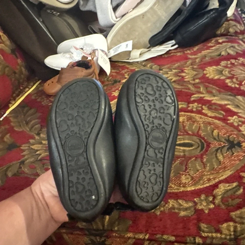 Infant Toddler Girls Size 4 Mary Jane Ballerina Black Slip On Dress Shoes